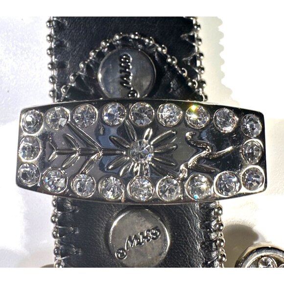 BHW Black Leather & Rhinestone Belt Women’s Size Large - Picture 7 of 16
